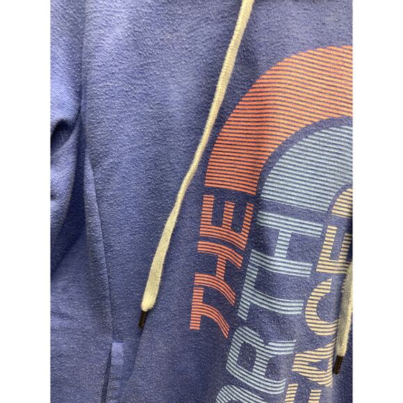 Womens The North Face Purple Blue Hoodie Sweatshirt With Large Logo On The Front - Picture 3 of 6